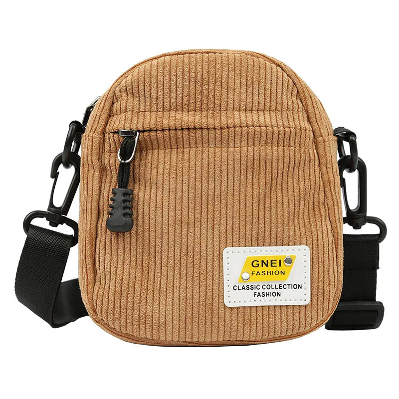 Corduroy Shoulder Bag Messenger Crossbody Purse for Women
