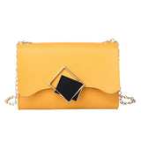 Yellow Mini PU Leather Crossbody Bag for Women Chain Phone Purse
