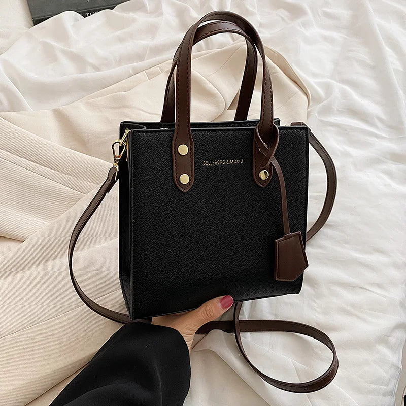 Women's Small Crossbody Tote Bag PU Leather Square Shoulder Bag