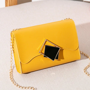 Mini Crossbody Bag Yellow PU Leather Shoulder Messenger Chain Phone Purse
