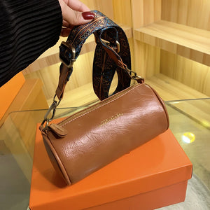 Small Crossbody Bags for Women Handbags 2 Straps Barrel Purse PU Leather