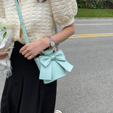 Sweet Bowtie Crossbody Bag Wooden Handle Round Shoulder Handbag