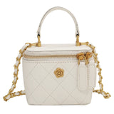 Quilted Crossbody Bag with Metal Chain - Small Shoulder Clutch