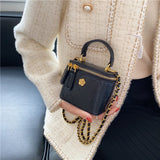 Quilted Crossbody Bag with Metal Chain - Small Shoulder Clutch