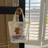 Small Bear Mesh Handbag Girls Beach Travel Bag Women Shopping Bags