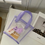 Small Bear Mesh Handbag Girls Beach Travel Bag Women Shopping Bags