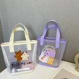 Small Bear Mesh Handbag Girls Beach Travel Bag Women Shopping Bags