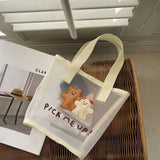 Small Bear Mesh Handbag Girls Beach Travel Bag Women Shopping Bags