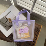 Small Bear Mesh Handbag Girls Beach Travel Bag Women Shopping Bags