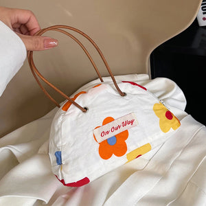 Nylon Printed Lattice Clutch Winter Stripe Tote