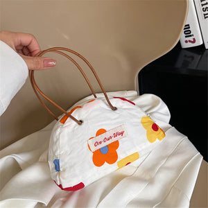 Nylon Printed Lattice Clutch Winter Stripe Tote