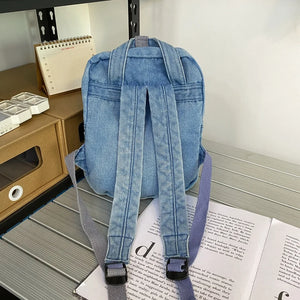 Small Denim Backpacks For Women 100% Cotton School Bags