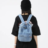 Small Denim Backpacks For Women 100% Cotton School Bags