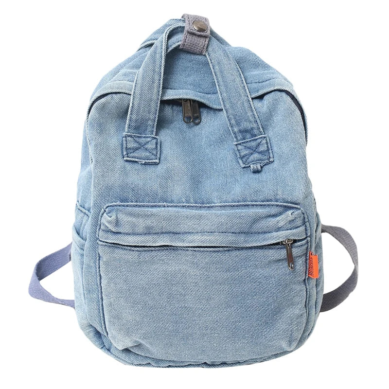 Small Denim Backpacks For Women 100% Cotton School Bags