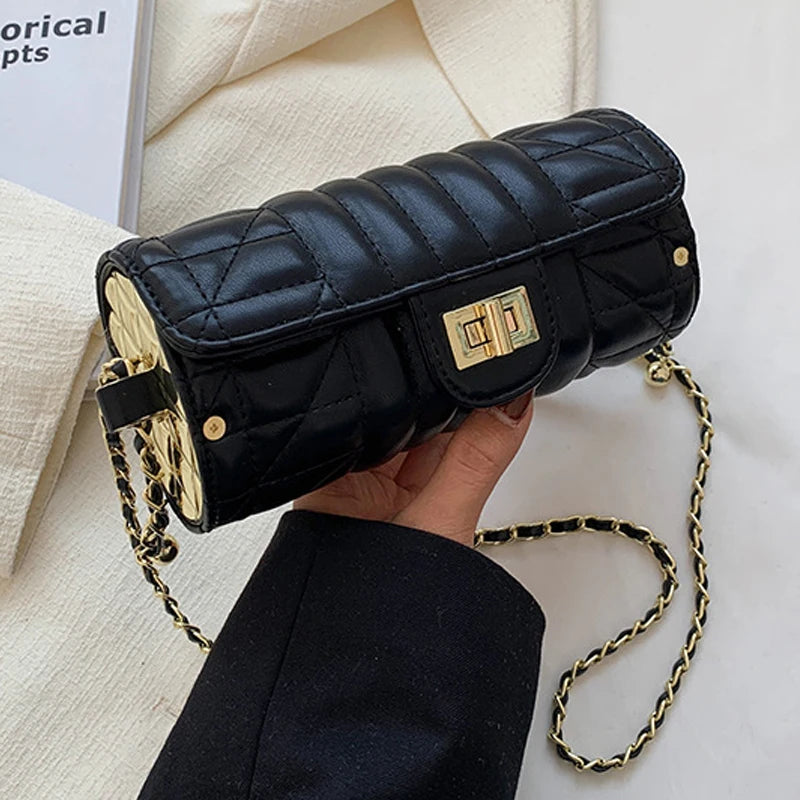 Embroidered Wire Lattice Cylinder Shoulder Messenger Bag