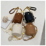 Diamond Lattice Bucket Purses Drawstring Barrel Women Hand