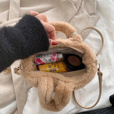 Winter Faux Fur Bucket Crossbody Bag Women's Handbag