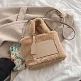 Winter Faux Fur Bucket Crossbody Bag Women's Handbag