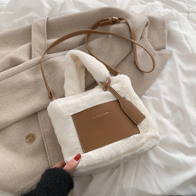 Winter Faux Fur Bucket Crossbody Bag Women's Handbag