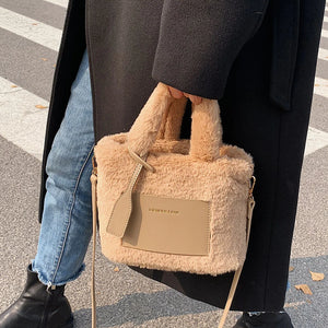 Winter Faux Fur Bucket Crossbody Bag Women's Handbag