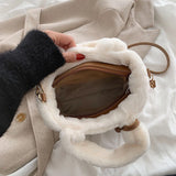 Winter Faux Fur Bucket Crossbody Bag Women's Handbag