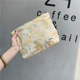 Embroidery Flower Cosmetic Bag Portable Pencil Case Storage Bags