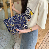 Embroidery Flower Cosmetic Bag Portable Pencil Case Storage Bags