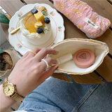 Embroidery Flower Cosmetic Bag Portable Pencil Case Storage Bags
