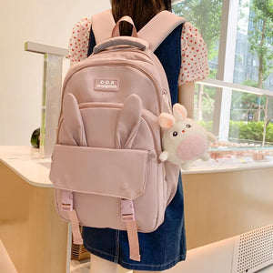 Rabbit Ear Girls Backpack Junior High School Waterproof Travel Bag