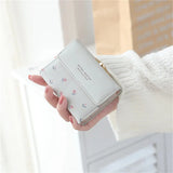 Small Fresh Mini Ladies Money Clip with Flowers Short Buckle Wallet