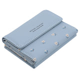 Small Fresh Mini Ladies Money Clip with Flowers Short Buckle Wallet