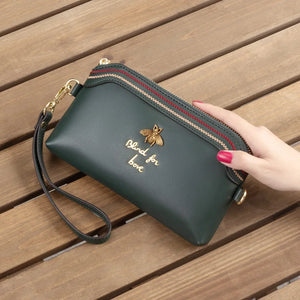 Small Leather Shoulder Bag Women Clutches Bee Crossbody Bags Cowhide Purse