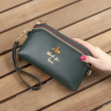 Small Leather Shoulder Bag Women Clutches Bee Crossbody Bags Cowhide Purse