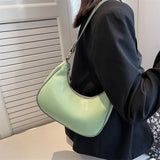 Half Moon PU Leather Crossbody Bag for Women Summer Shoulder Handbag