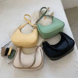 Half Moon PU Leather Crossbody Bag for Women Summer Shoulder Handbag