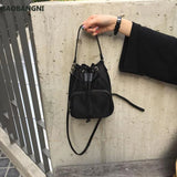 Canvas Shoulder Bags Tassel Bucket Bags Girls Crossbody Ladies Tote Phone Pouch