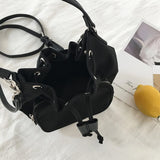 Canvas Shoulder Bags Tassel Bucket Bags Crossbody Bags