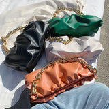 Small Hobo Crossbody Bags High Leather Handbags Chain Pleated Dumpling Totes