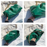 Small Hobo Crossbody Bags High Leather Handbags Chain Pleated Dumpling Totes