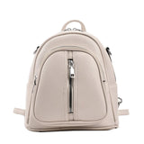 Leather Female Backpack for Women Curved Top Zip Front Backpack