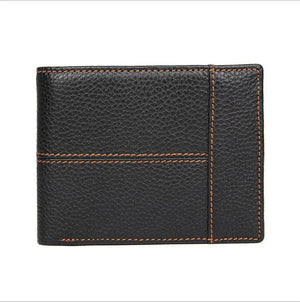 Small Leather Men's Mini Purse Wallet Slim with Photo Slot Coffee