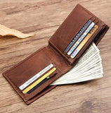 Small Leather Men's Mini Purse Wallet Slim with Photo Slot Coffee