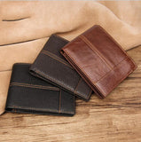 Small Leather Men's Mini Purse Wallet Slim with Photo Slot Coffee