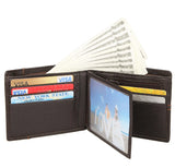 Small Leather Men's Mini Purse Wallet Slim with Photo Slot Coffee