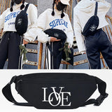 Small Letters Print Waist Bags Casual Functional Money Phone Pouch