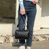 Lingge Embroidery Camera Crossbody Bag for Women