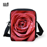 Women's Rose Printed Messenger Bag with Adjustable Shoulder Strap