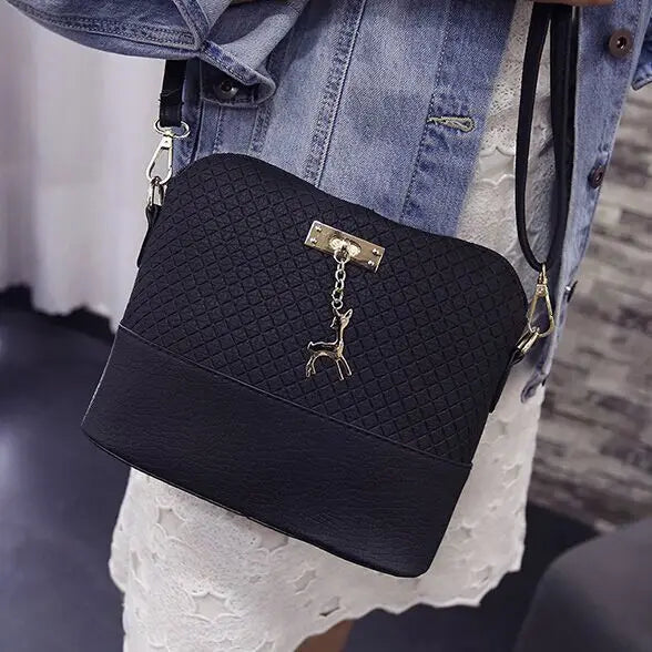 Small Messenger Crossbody Bag Ladies Zipper Handbags Shoulder Bags with Deer Toy