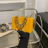 Small Box Thick Chain Shoulder Bag Acrylic PVC Chain Women Handbag