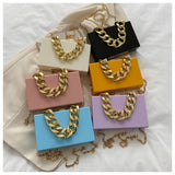 Small Box Thick Chain Shoulder Bag Acrylic PVC Chain Women Handbag